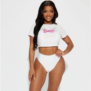 COPY - Three 3 Piece Bathing Swim Suit Tshirt Tee Shirt Set Barbie Fashion Nova…